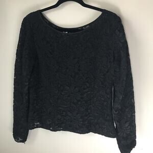 Vintage Ungaro parallele Paris Elegant Black Lace Women 14 Top made in Italy